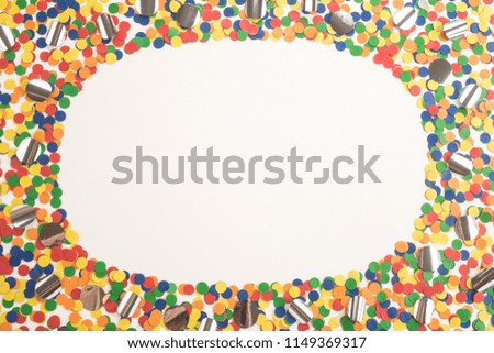 Colorful carnival or party frame on white background 