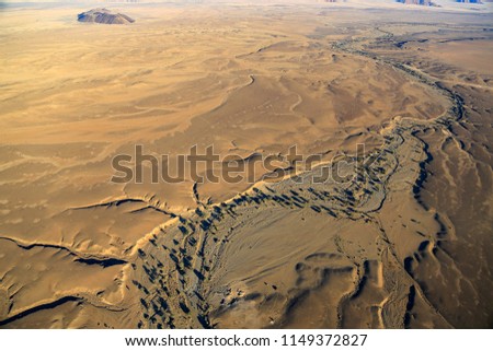 Aerial view over the namibia desert