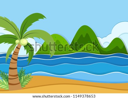 A summer beach landscape illustration