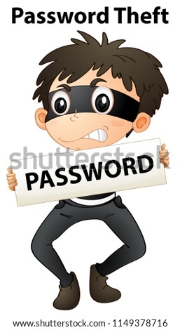 A password theft on white background illustration