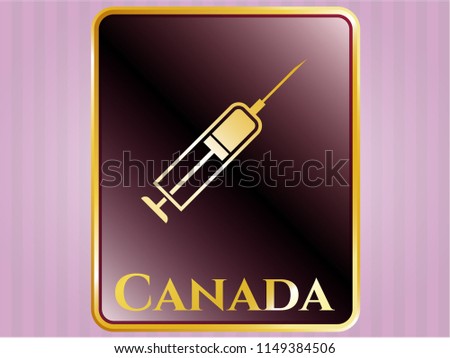  Shiny emblem with syringe icon and Canada text inside