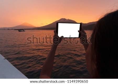 Blank Phone/Tablet Screen at Sunset