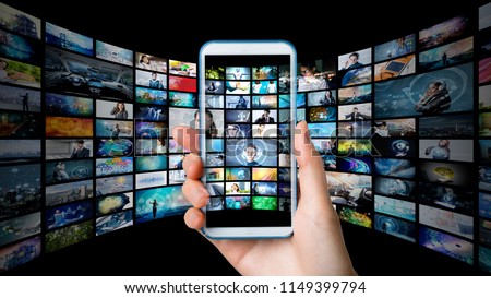 Video archives concept. Royalty-Free Stock Photo #1149399794
