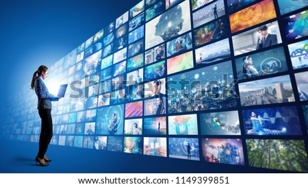 Video archives concept. Royalty-Free Stock Photo #1149399851