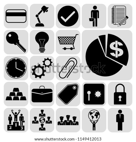 Set of 22 business icons. Collection. Flat design. Vector Illustration.