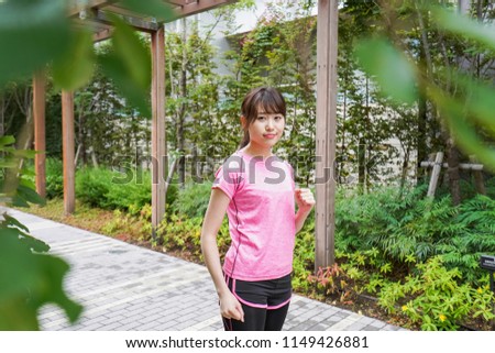 Woman running on street