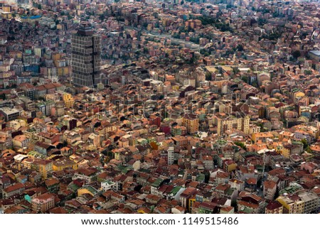 An example of unplanned urbanization; an aerial view of Sisli, Gulbag district in Istanbul looking chaotic and unorganized. Royalty-Free Stock Photo #1149515486