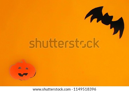 Halloween background with pumpkin and bat 