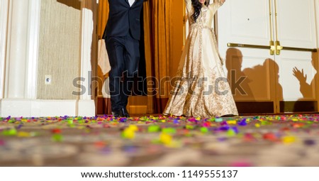 Indian pakistani newly wed couple posing for picture
