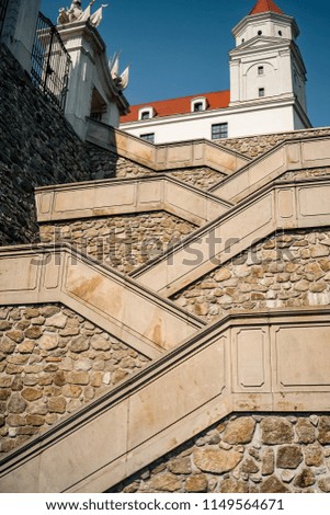 Bratislava, Slovakia: Symmetrical Stairs to Bratislava's Castle