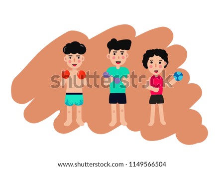 cartoon character at exercise, People are playing sports
