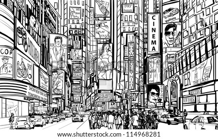 Illustration of a street in New York city