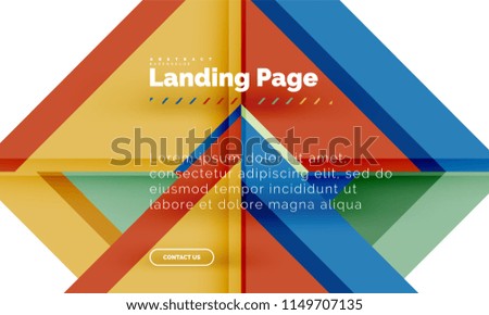 Square shape geometric abstract background, landing page web design template. Vector illustration