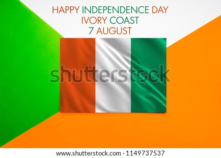 Ivory Coast Independence Day festive flat lay background. 