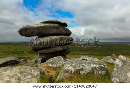 The Cheeswring, a natural rock formation on Stowe's Hill in the Bodmin Moor near Minions in Cornwall - Photo taken on July 21, 2018.