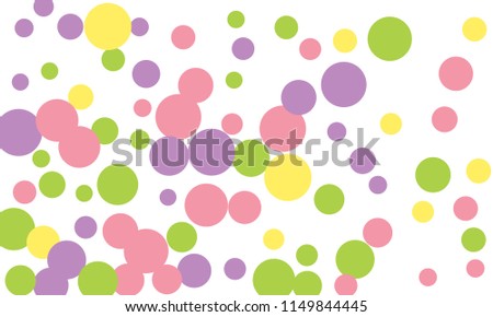 Many Stylish, Modern Classy and Good Looking Green, Violet, Pink and Yellow Bubbles of Different Size on White Background