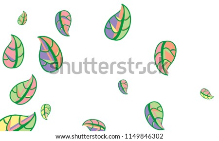 Hand Drawn tea leaf background. Vector summer composition of tea leaves on white background. Sketch cartoon style illustration and background pattern. Hand drawn herbal green tea.