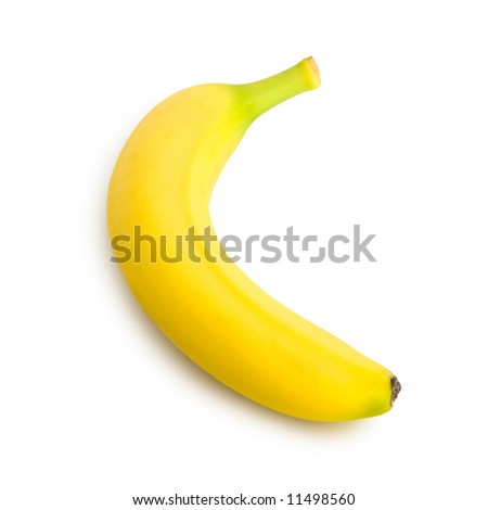 A banana viewed from above (profile) isolated on pure white with clipping path (excluding the drop shadow). Royalty-Free Stock Photo #11498560