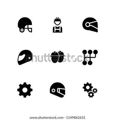 motorcycle icon. 9 motorcycle set with gear and helmet vector icons for web and mobile app
