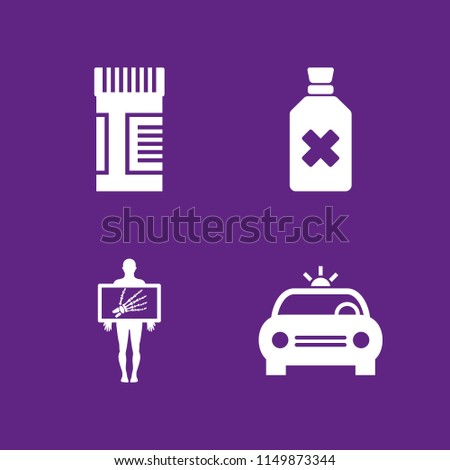 4 medical icons in vector set. medicine, bleach, emergency and x ray illustration for web and graphic design
