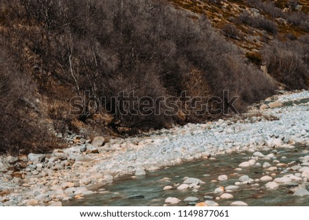 current of the river on mountain rocks in the daytime