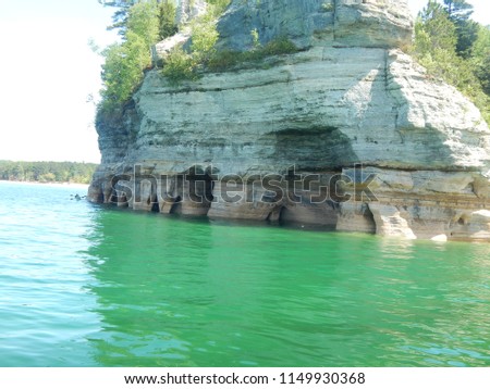 Rocky Cliff Caves on Shoreline