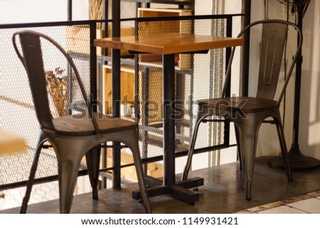 Table decorated in coffee shop, stock photo
