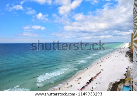 Drone Aerial Beach View of Panama City Beach, Florida, USA