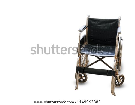 Close up wheelchair isolated on white background
