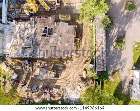 aerial photo of construction of new multistorey apartment building