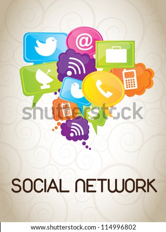 Icons of social network over white background