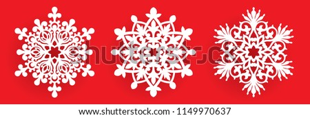 Vector snowflake laser cut template. Cutout pattern of Christmas or New Year decoration. Background illustration for greeting card, banner and other holiday media.