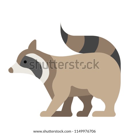 Raccoon vector illustration in flat color design