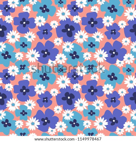 Stylish floral seamless background with a poppies and daisies