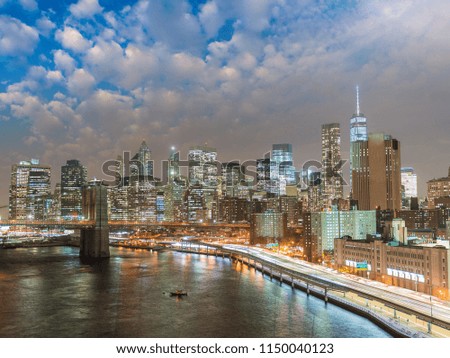 Amazing New York night skyline.