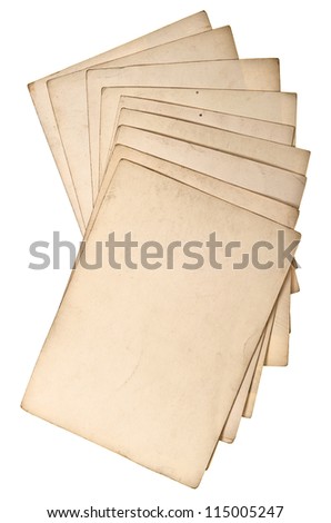 antique grungy paper sheets isolated on white background