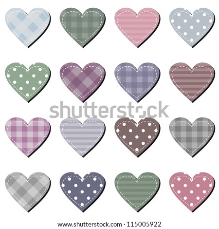 scrapbook hearts on white background