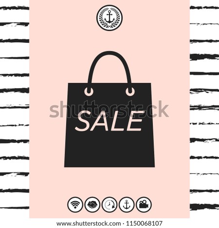 Shopping bag with the sale, discount symbol
