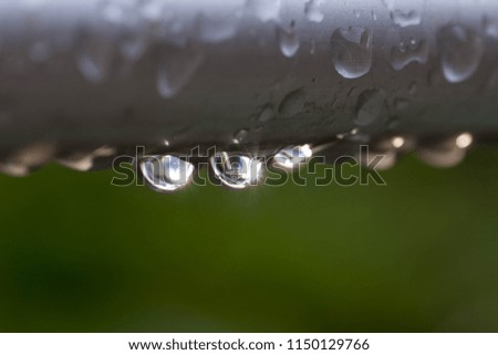 water drops on the stainless steel pipes