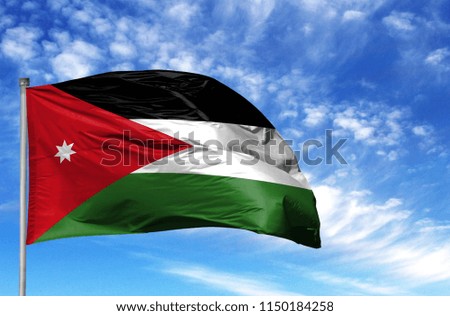 National flag of Jordan on a flagpole