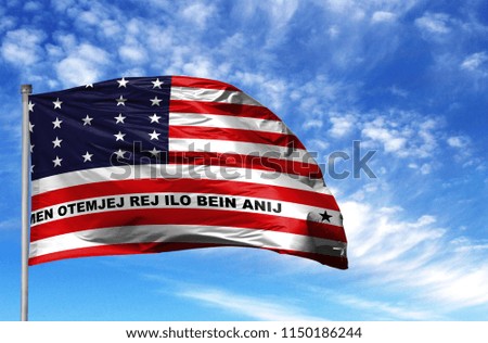 National flag of Bikini Atoll on a flagpole