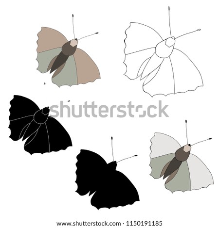 set of butterflies on a white background