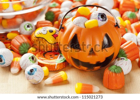 Spooky Orange Halloween Candy against a background