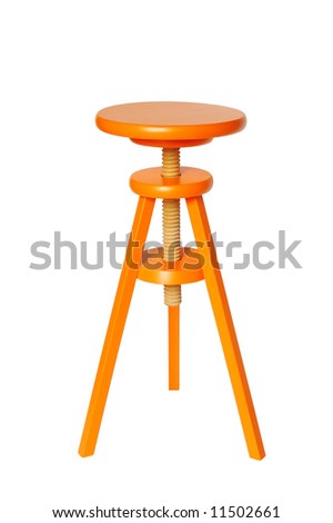 Vivid orange wood stool isolated on pure white background. Royalty-Free Stock Photo #11502661