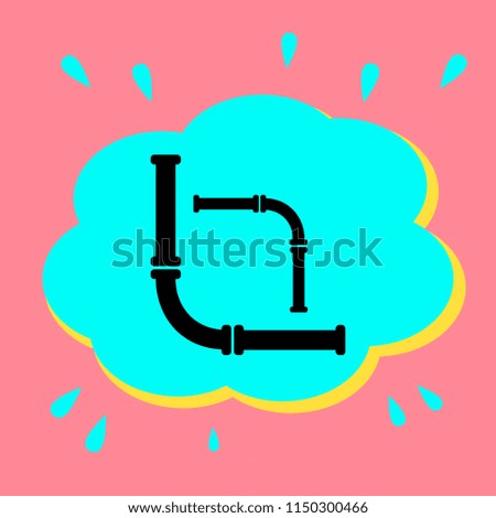 Water pipe. Black icon in a bubble on a pink background. Vector