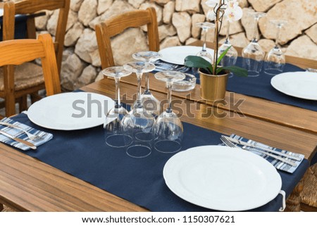 Reserved outdoor restaurant table