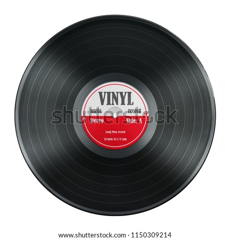 gramophone record Long played record  vinyl Carbide vintage analog music recording 12 inch 33 rpm red label  isolated over white background. This nas clipping path.
