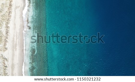 Aerial drone photo beach, reef and ocean
