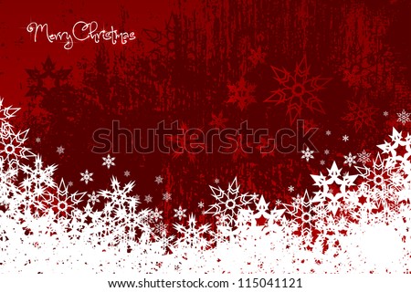 Abstract red background with snowflakes - vector