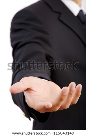 Businessman Holding on the whiteboard, Selective focus on the hand.